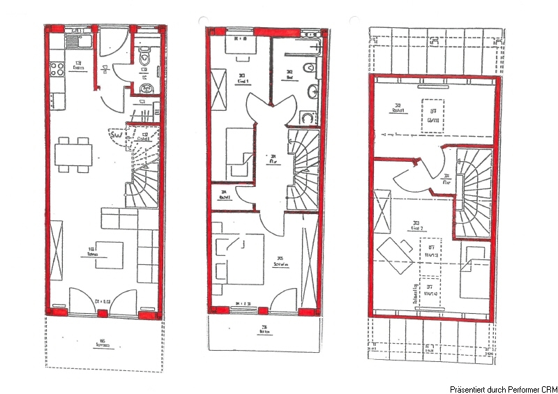 Grundriss - Erdgschoss - 1 Obergeschoss - Dachgeschoss