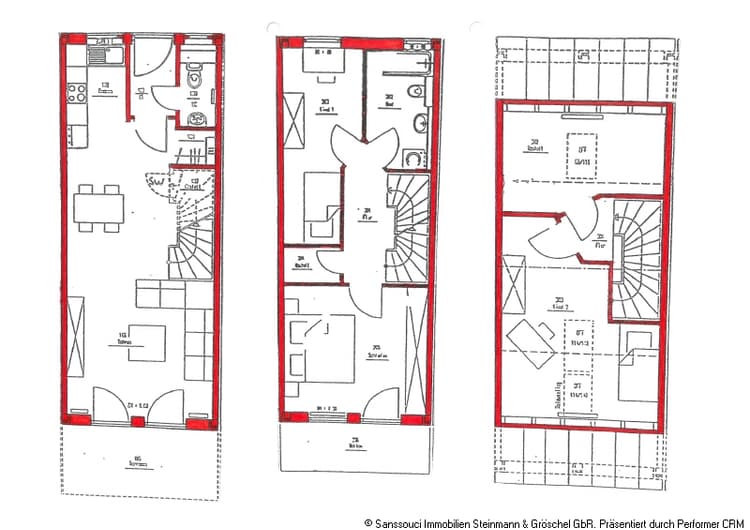 Grundriss - Erdgschoss - 1 Obergeschoss - Dachgeschoss